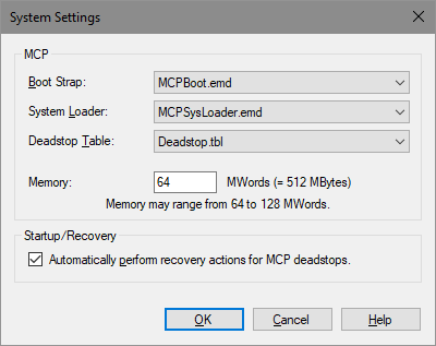 MCP Console System Settings dialog