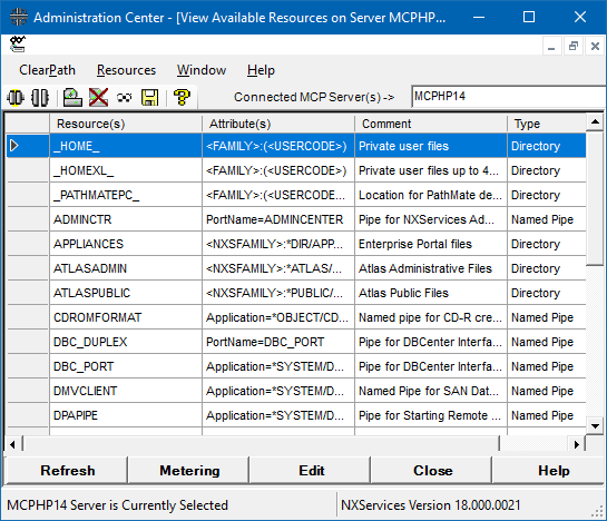 Administration Center available resources list