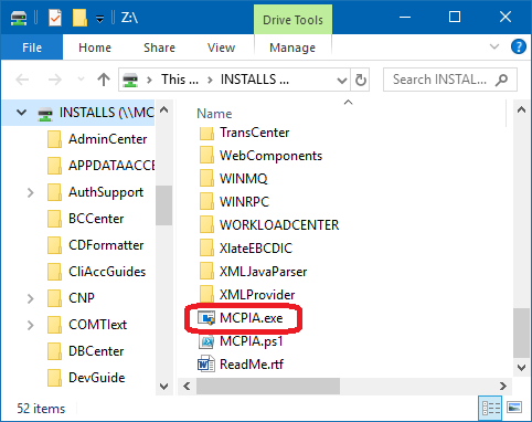 MCP INSTALLS directory and MCPIA.exe installation assistant utility